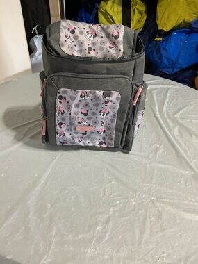Gray Minnie Mouse Diaper Bag Backpack with Pink Accents 10179